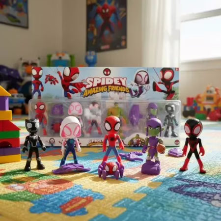 🔥 Kit 6 Bonecos Articulados Spidey e Amigos Marvel com Acessórios