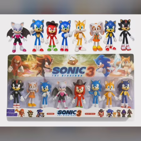 Kit 8 Bonecos Sonic Shadow Knuckles Cartela Coleção Infantil ✨