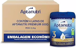 Kit Aptanutri Premium 3 Fórmula Infantil em Pó para Crianças a partir de 1 Ano, Contém Leite – 800 g (Kit com 4 Unidades)