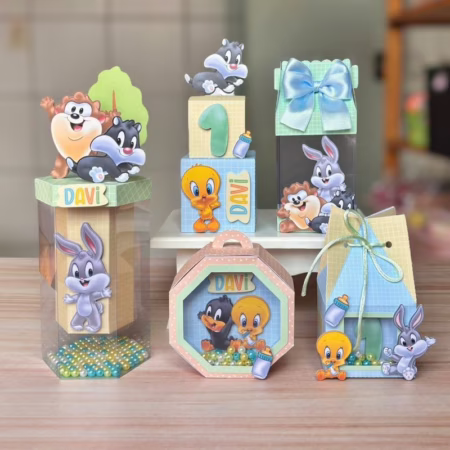 Kit Caixas Personalizadas Luxo – Baby Looney Tunes | Lembrancinhas para Festas e Aniversários