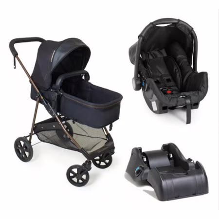 Kit Carrinho De Bebê Napoli + Bebê Conforto E Base para Carro Galzerano Oferta