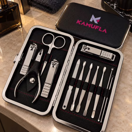 Kit com 12 peças Cortador De Unha Portátil + Estojo Kamufla