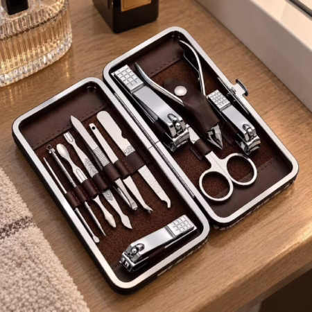 Kit com 12 peças Cortador De Unha Portátil + Estojo