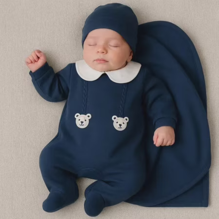 🛍️ Kit Maternidade Menino 3 Suedine Ursinhos Azul P 0 A 3 Meses
