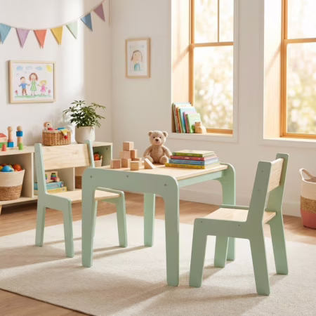 🛍️ Kit Mesa Infantil com 2 Cadeiras em MDF e Pinus | Mesinha Educativa Infantil Resistente