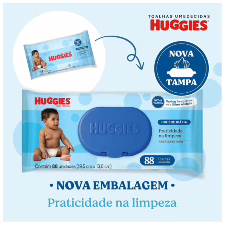Lenços Umedecidos Huggies Higiene Diária Rendem 2x Mais 88 Unidades