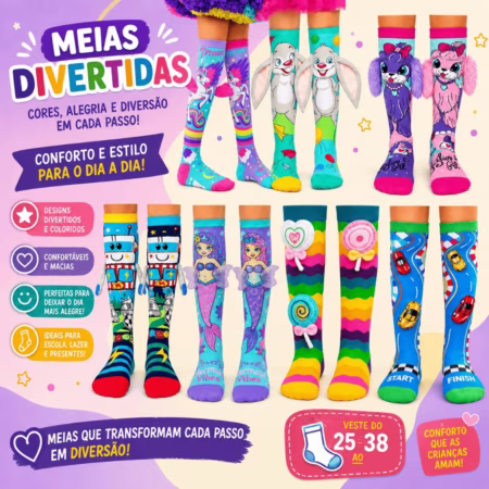 Meias Malucas 25 ao 40 Dos Desenhos Animados Longas Das Crianças Adulto De Meia Panturrilha!