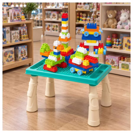 Mesa De Blocos Mesinha Atividades Infantil Didática 100peças Verde
