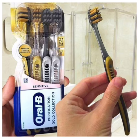 Oral-B Escova de Dente Sensitive Purification Gold Extra Macia 4 Unidades