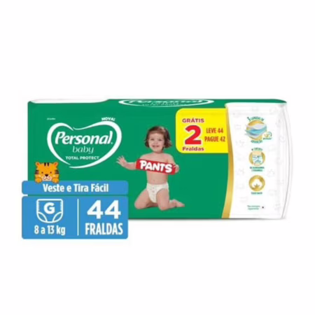 Personal Fralda Baby Total Protect Pants Grande, 44 Unidades