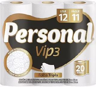 Personal Papel Higiênico Vip Folha Tripla Com 12 Rolos De 20M