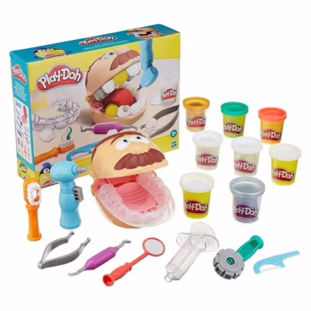 Play-Doh, Massinha de Modelar Infantil, Brincando de Dentista - Conjunto de Brinquedo com Acessórios e 2 Potes