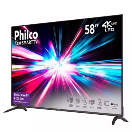 Smart TV Philco 58 P58VIK 4K UHD LED Roku Dolby Audio Wi-Fi HDR10 110/220V