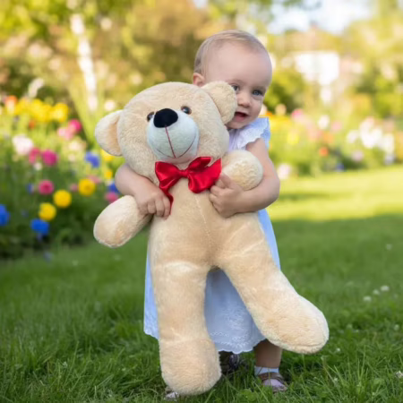 Urso De Pelúcia Teddy Grande Com Laço 50cm
