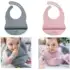 Babador Silicone Alimentação Bebê Introdução Alimentar Blw Impermeável Fecho Ajustável Com Bolso Pega Migalhas Livre De Bpa Freso Baby
