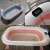 Banheira Retrátil Dobrável Silicone De Bebe Com Termometro digital Azul ou Rosa
