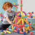 🧡 Blocos   De Construção 3d Magnéticos Brinquedo ímã Varas Bolas Jogo Montagem Para Crianças 66/76/110/136 Peças