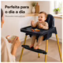 Cadeira de Alimentação Bebê 6 a 36 Meses Kidino com Bandeja Removível Cinto de Segurança Apoio para Pés (Preta)