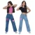 Calça jeans wide leg pantalona juvenil feminina infantil com desenho