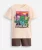 conjunto curto infantil de algodão minecraft bege