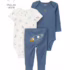 Conjunto Longo Bebê 3 Peças Listras Dino Multicor Carter’s