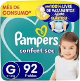 Fralda Pampers Confort Sec G 92 Unidades • A