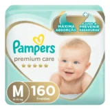 Fralda Pampers Premium Care M com 160 unidades