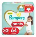Fralda Pampers Premium Care Pants Xg, 64 Unidades