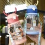 Garrafinha de água infantil 600ml com canudo de silicone