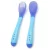 Jogo Colher e Garfo Infantil Termossensível para Bebê – Talheres Infantis de Silicone que Muda de Cor com a Temperatura, Kit Introdução Alimentar Segura – Shop100 (Azul)