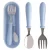 🛍️Jogo Talheres Colher Garfo Inox Infantil Kit Com Estojo Bebê, introdução alimentar, passeios e viagens, Azul – Clink