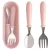 🛍️Jogo Talheres Colher Garfo Inox Infantil Kit Com Estojo Bebê, introdução alimentar, passeios e viagens, Rosa – Clink