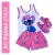 kit 1 short doll regata infantil + 1 pantufa verão personagens blogueira stich