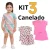Kit 3 Conjuntos Verão Em Ribana Canelada Infantil Menina 2 a 8 Anos