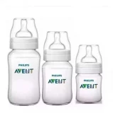 Kit 3 mamadeiras Philips Avent Classic 125, 260 e 330ml transparente