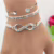 Kit 3 Pulseiras Strass Bracelete de Coração e Pulseira Infinito Feminino Prata 925 E Banhada a 18k