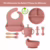 Kit 6/8 Peças Introdução Alimentar Silicone Bebê Talheres Babador Prato Ventosa Colher Garfo