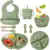 kit 8 Peças Talheres alimentação bebê silicone – Kit Talheres Infantil Com Ventosa Canudo Colher Babador Garfo