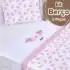 Kit Berço Americano 3 Peças Bordado 100% Algodão Enxoval Bebê Menina Rosa