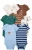 🔆 Kit body bebê 7 peças elefante listrado multicor | Carter’s