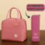 🛍️ Kit Bolsa Térmica Com Alça Para Marmita Lancheira Viagem + Porta Estojo Talher Feminina Masculina