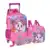 Kit Escolar Mochila Rodinha Gatinha Meninas Estojo e Lancheira