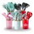 🧡Kit Jogo de Cozinha Silicone, Utensílios e Copo Suporte para Cozinheiro Cabo de Madeira MasterChef