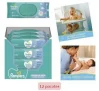 Kit Lenço Umedecido para Limpeza Pampers – Cuidado de Bebê 12 Pacotes