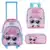 Kit Mochila Escolar com Rodinhas, Lancheira, Estojo Porta Lápis, Infantil, Menina (Cute Panda)