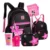 Kit Mochila Rebecca Bonbon RB Metalizado Poliéster Soft Chaveiro Costas Lancheira Térmica Alça
