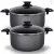 🧡 Kit Panelas Caçarolas 02 Peças TAMANHO GRANDE 22 e 24 cm Antiaderente 5 Camadas De Teflon Cor Preto Grafite