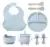 Kit Refeição Bebê Prato Copo Talher Babador Silicone Ventosa