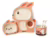 Kit Refeição Infantil Bebê Bambu 5 Peças Prato Copo Colher Rabbit Rosa
