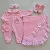 > Kit Saida de Maternidade Para Menina Vermelho Rosa Com Laço 5 Pçs Algodão Envio Imediato